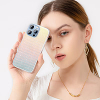 Kingxbar Travel Series prabangus elegantiškas dėklas telefonui iPhone 13 Pro mėlynas-oranžinis (Debesys)