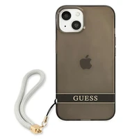 Guess GUHCP13SHTSGSK iPhone 13 mini 5.4" juodas/juodas kietasis dėklas su permatomu dizainu Stap