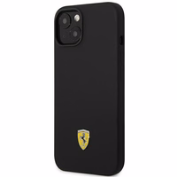 Dėklas telefonui Ferrari FEHCP14SSIBBK iPhone 14 6.1 juodas silikoninis metalinis logotipas
