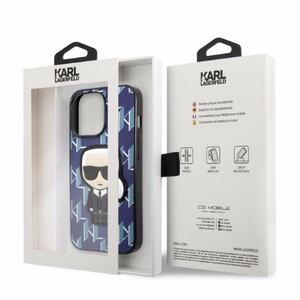 Karl Lagerfeld KLHCP13LPMNIKBL iPhone 13 Pro / 13 6.1" kietas dėklas mėlynas/mėlynas Monograma Ikonik pleistras