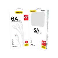 USB kabelis - USB C / micro USB / Lightning 480Mb/s 6A 1.2m - baltas