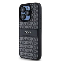 DKNY Odinis mono juostos ir metalinio logotipo dėklas iPhone 15 Pro Max - juodas (m)