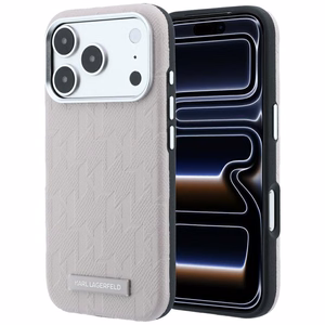 Karl Lagerfeld Grained Mono Resin Logo MagSafe dėklas, skirtas iPhone 17 Pro / 18 Pro – spalva: rožinė