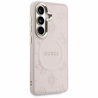 Guess dėklas Saffiano Peony Embossed Ring MagSafe skirtas Samsung Galaxy S26 Plus rožinis