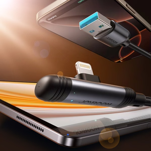 Joyroom S-A56 EnjoyX serijos 90° USB-A - Lightning 3A kabelis 1.2m - juodas