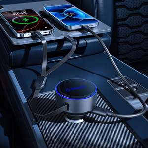 Orico Dual Stretch 60W USB-C automobilinis įkroviklis su dviem sutraukiamais USB-C + Lightning laidais - juodas