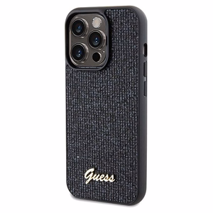 Guess Disco Metal Script dėklas telefonui iPhone 14 Pro - juodas