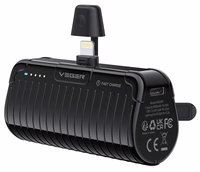 VEGER išorinė baterija 5000 mAh su įmontuotu jungtimi Lightning PlugOn PD QC3.0 3A 20W W0558P juoda