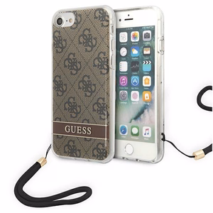 Guess GUOHCI8H4STW iPhone SE 2022 / SE 2020 / 7/ 8 коричневый/коричневый жёсткий чехол 4G Print Strap