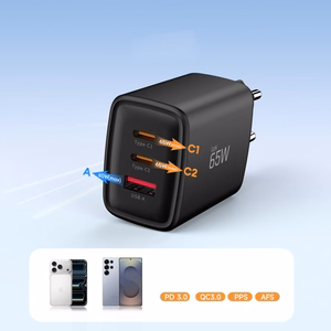 "Tech-Protect" NCA65W-GAN 3 prievadų 65 W sieninis įkroviklis - juodas