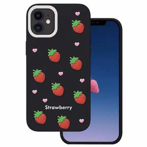 Braškių dėklas, skirtas iPhone 11, juodas