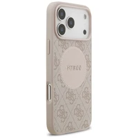 GUESS dėklas telefonui IPHONE 17 Pro Max, suderinamas su MagSafe GUHMP17XP4PGRSGP (PU 4G apskritimas su klasikiniu logotipu) rožinis