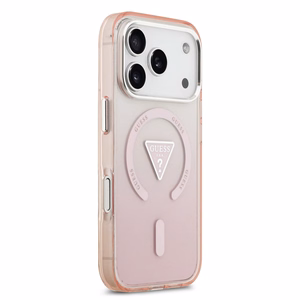 GUESS magnetinis dėklas telefonui IPHONE 17 Pro, suderinamas su MagSafe GUHMP17LHGTMLCGP (IML gradientinis dėklas su trikampiu logotipu) rožinis