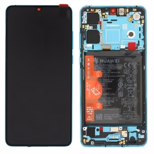 LCD ekranas Huawei P30 (nauja versija 2021) su lietimo ekranu, rėmeliu ir baterija Aurora originalus (service pack)