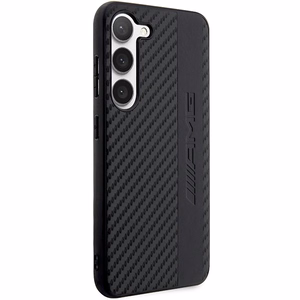 AMG AMHCS23MBLSCA S23+ S916 - juodas kietas dėklas su karbono juostele ir reljefu