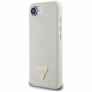 Guess Grained Hot Stamp Peony Triangle Logo Magnetinis dėklas telefonui iPhone 16e - smėlio