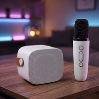 Blavec nešiojamas Bluetooth garsiakalbis WS-07 Karaoke Party 5W su 2 mikrofonais baltas