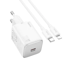 Įkroviklis Hoco USB C QC PD 20W + Kabelis USB C į Lightning N40 baltas