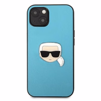 Karl Lagerfeld Odinis Ikonik Karl's Head Metalinis dėklas iPhone 13 mini - mėlynas