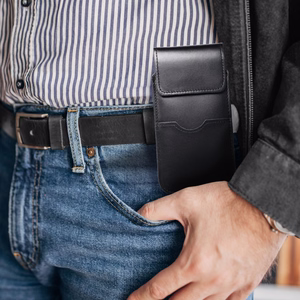 ROYAL - Odinė universali kišenė su dangteliu / juoda - Dydis 2XL+aukštas - SAMSUNG S21 ULTRA / HUAWEI P Smart 2021 / XIAOMI Redmi 12 / OPPO A98 5G