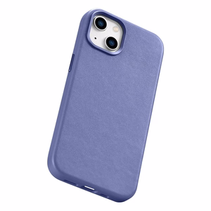 iCarer Dėklas Odinis viršelis natūralios odos iPhone 14 Plus šviesiai violetinis (suderinamas su MagSafe)