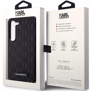 Karl Lagerfeld KLHCS23SSAKLHPK S23 S911 kietas dėklas juodas/juodas Saffiano Mono Metalinis Logotipas