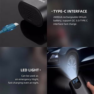 Rockbros 42720001001 elektrinė dviračio pompa su LED ekranu + USB-C - USB-A laidas - juoda