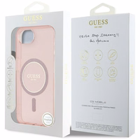 Guess IML Glitter Circle Magnetinis dėklas telefonui iPhone 16e - rožinis