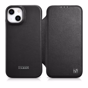 Чехол iCarer CE Premium Leather Folio для iPhone 14 Plus магнитный с откидной крышкой MagSafe чёрный