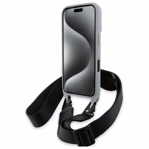 BMW M Edition Carbon Stripe & Strap Dėklas telefonui Apple iPhone 16 - pilkas