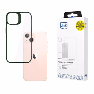 3mk Satin Armor dėklas telefonui+ žalias Apple iPhone 14 - skaidrus