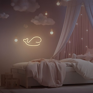 Neon LED Light WHALE warm baltas Bat + USB FLNE09 Forever Light