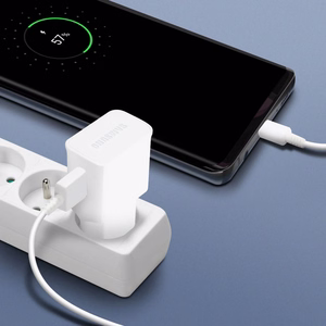 Samsung EP-TA200EWE USB-A 15W sieninis įkroviklis su EP-DR140AWE USB-A - USB-C kabeliu (OOB Bulk - pakaitinė pakuotė) - baltas