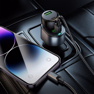 Automobilinis įkroviklis Hoco USB A + USB C + cigarečių žiebtuvėlis PD QC3.0 3A 35W Z56 juodas