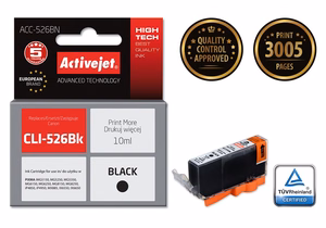 Activejet ACC-526BN – juodo rašalo kasetė, pakeičia Canon CLI-526BK, 10 ml, Supreme