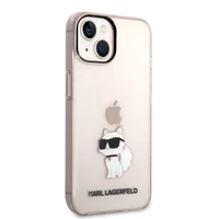 Karl Lagerfeld Ikonik Choupette dėklas telefonui iPhone 14 - rožinis