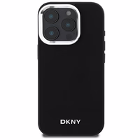 DKNY Paprastas sidabrinis logotipas magnetinis iPhone 16 Pro dėklas - juodas