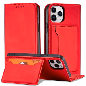 Magnetinis dėklas kortelėms iPhone 12 Pro Max dėklas kortelių piniginė kortelių laikiklis raudonas
