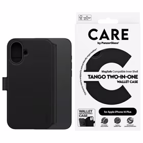 CARE by PanzerGlass Tango 2in1 piniginė Magnetinis dėklas telefonui iPhone 16 Plus - juodas