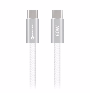 Laidas USB C į USB C Forcell F-Energy QC4.0 PD 3A 60W Cafule Flat 1,2 m CCFN23 baltas