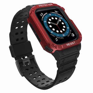 Protect Strap Ремешок для Apple Watch 38/40/41mm с бронированным чехлом - чёрный, красный