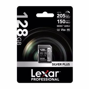 „Lexar Professional SILVER PLUS“ SDXC 128 GB atminties kortelė