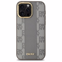 DKNY Odinis languotas mono raštas Magnetinis dėklas telefonui iPhone 14 Pro Max - smėlio spalvos