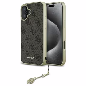 Guess 4G Charms Kolekcijos dėklas iPhone 16 Plus - rudas
