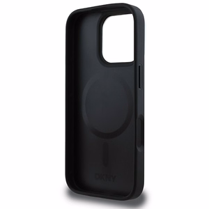 DKNY Paprastas sidabrinis logotipas magnetinis iPhone 16 Pro Max dėklas - juodas