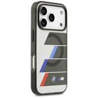 BMW M IML metaliniai mygtukai trispalvės linijos magnetinis dėklas telefonui iPhone 17 Pro Max - pilkas