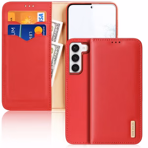 Dux Ducis Hivo dėklas Samsung Galaxy S23+ atverčiamas dėklas su pinigine ir RFID apsauga raudonas