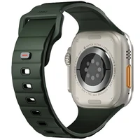 UNIQ dirželis Stride Apple Watch Series 1/2/3/4/5/6/7/8/9/SE/SE2/Ultra/Ultra 2 42/44/45/49mm FKM guminis tamsiai žalias