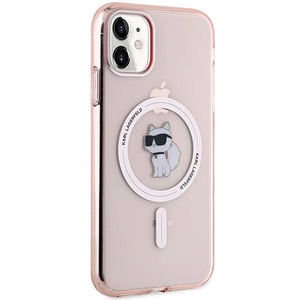 Karl Lagerfeld IML Choupette Magnetinis dėklas iPhone 11 / Xr - rožinis
