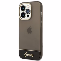 Guess GUHCP14LHGCOK iPhone 14 Pro 6.1 juodas / juodas kietasis dėklas permatomas
